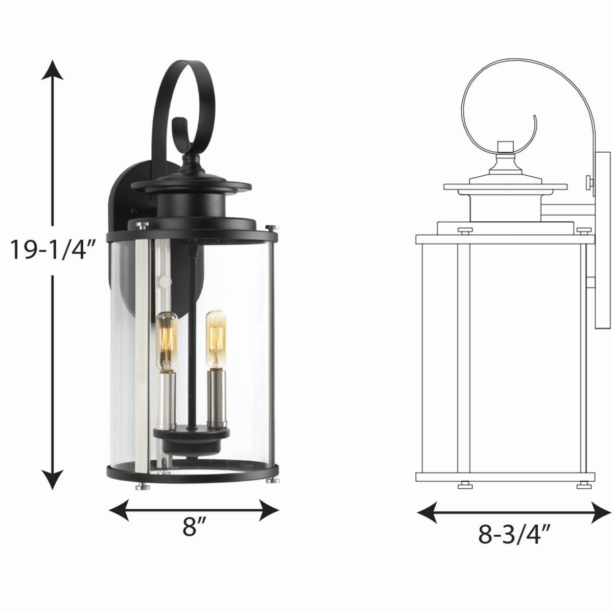 Squire Two Light Wall Lantern Black