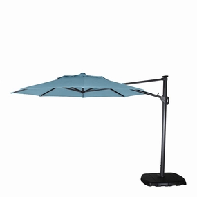 St Tropez - 3.3m Round Parasol in Duck Egg Blue With LED Lights Including Cover Sand & Water Baseadjustable height outdoor parasol