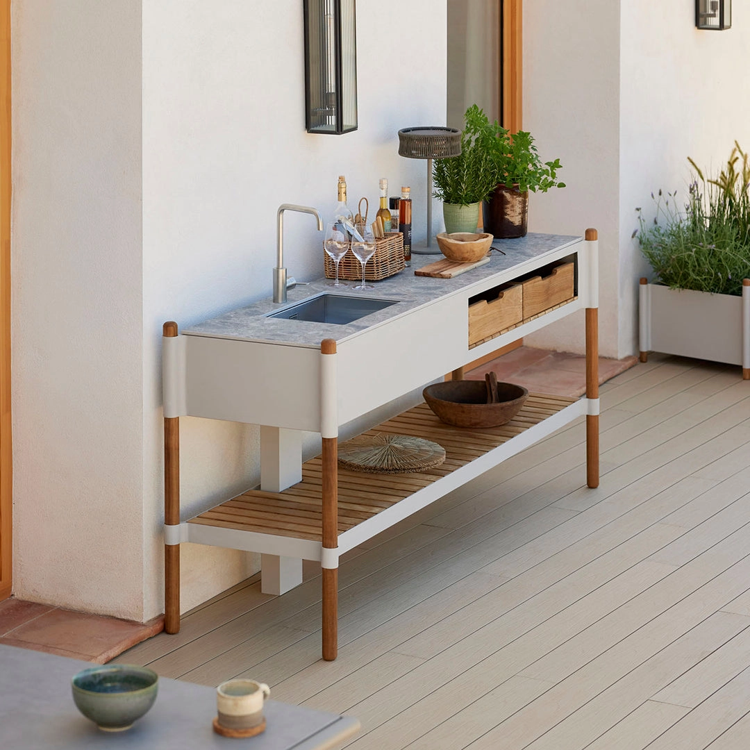 Sticks Outdoor Kitchen Module w/ Steel Sink & Ceramic Countertop