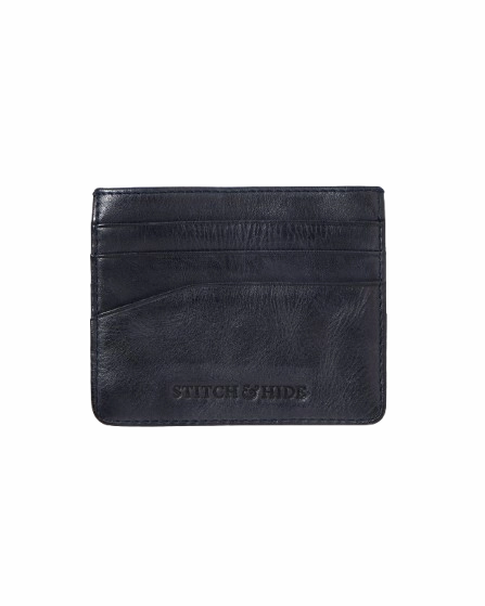 Grab It Fast Stitch & Hide Leather Clovelly Card Holder Indigo Blue