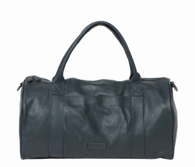 Hot Discount Deal Big Savings Event Stitch & Hide Leather Globe Weekender Duffle Bag Deep Sea Blue - Free Wallet Pouch