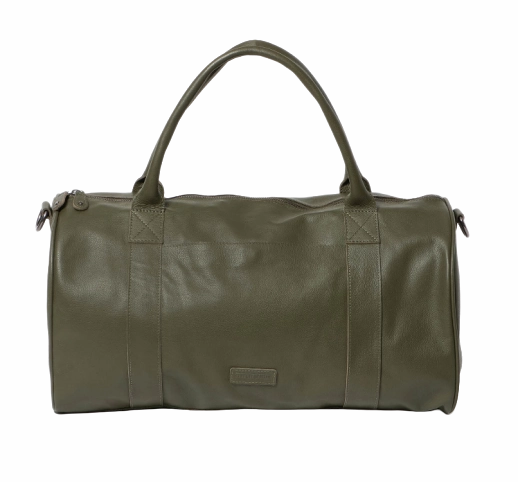 Mega Sale Now Stitch & Hide Leather Globe Weekender Duffle Bag Olive Green - Free Wallet Pouch