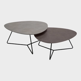 Stratus - Set Of 2 Coffee Tables In Bronze & Concrete Ceramic Effectoutdoor coffee table for patio or lounge