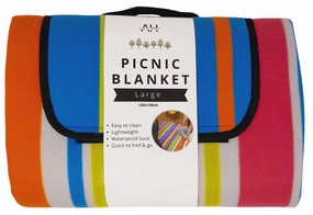 Striped Outdoor Picnic Blanket With Waterproof Reverse And Soft Fleece Top Hot Offer Event Limited Edition Offer