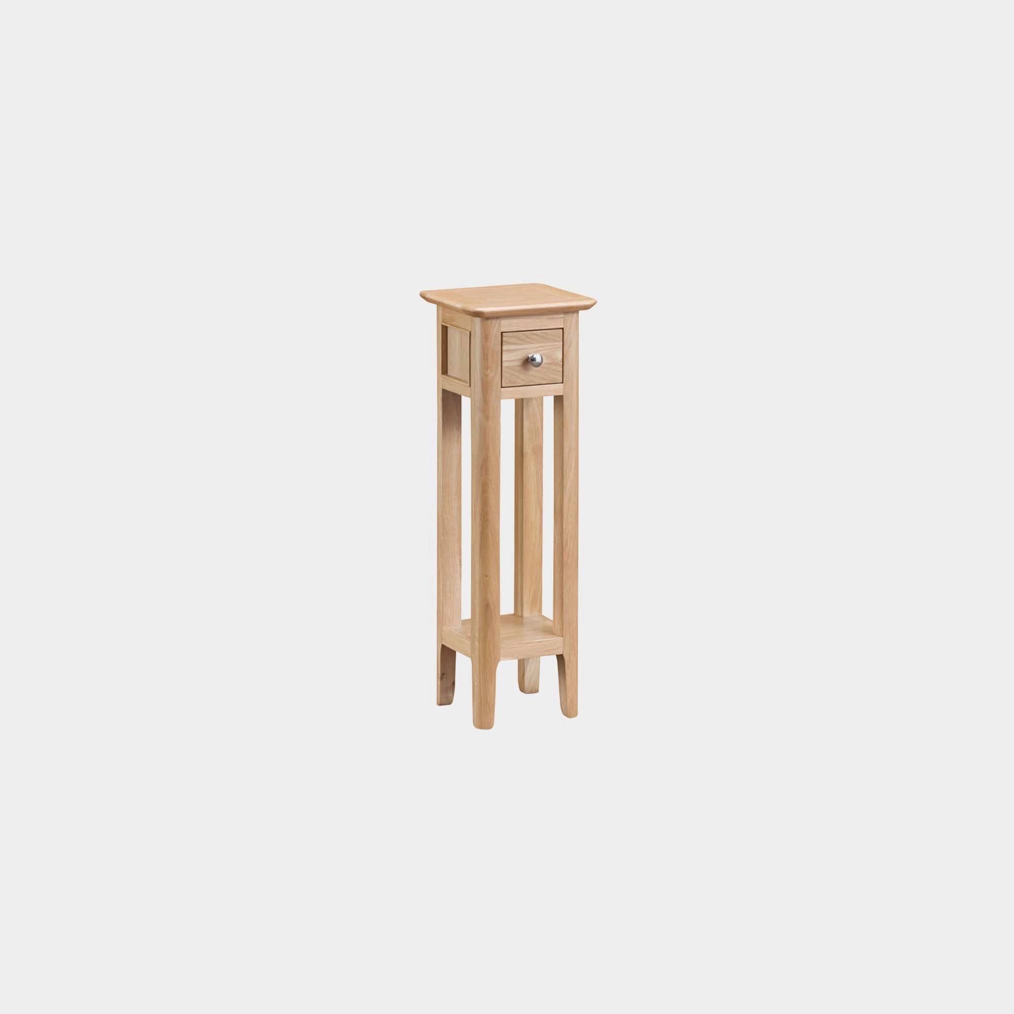 Suffolk - 1 Drawer Plant Stand In Oak Finishoutdoor side table for patio furniture