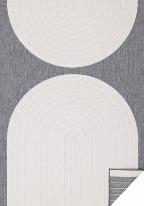 Summer Breeze 6'7" x 9'6" Outdoor Rug Double Arches - Grey, Whiteoutdoor patio furniture set