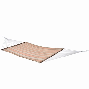 Sunbrella Quilted Spreader Bar Hammock - Cameo outdoor hammock with stand and canopy