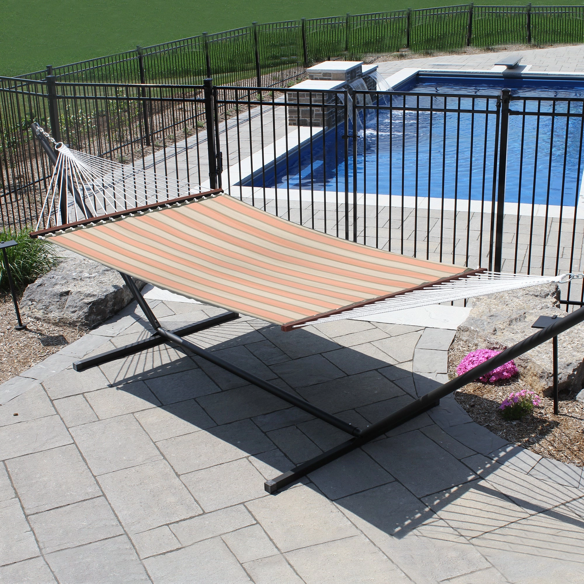 Sunbrella Quilted Spreader Bar Hammock - Cameo