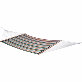 Sunbrella Quilted Spreader Bar Hammock - Carousel Confetti outdoor hammock with stand and canopy