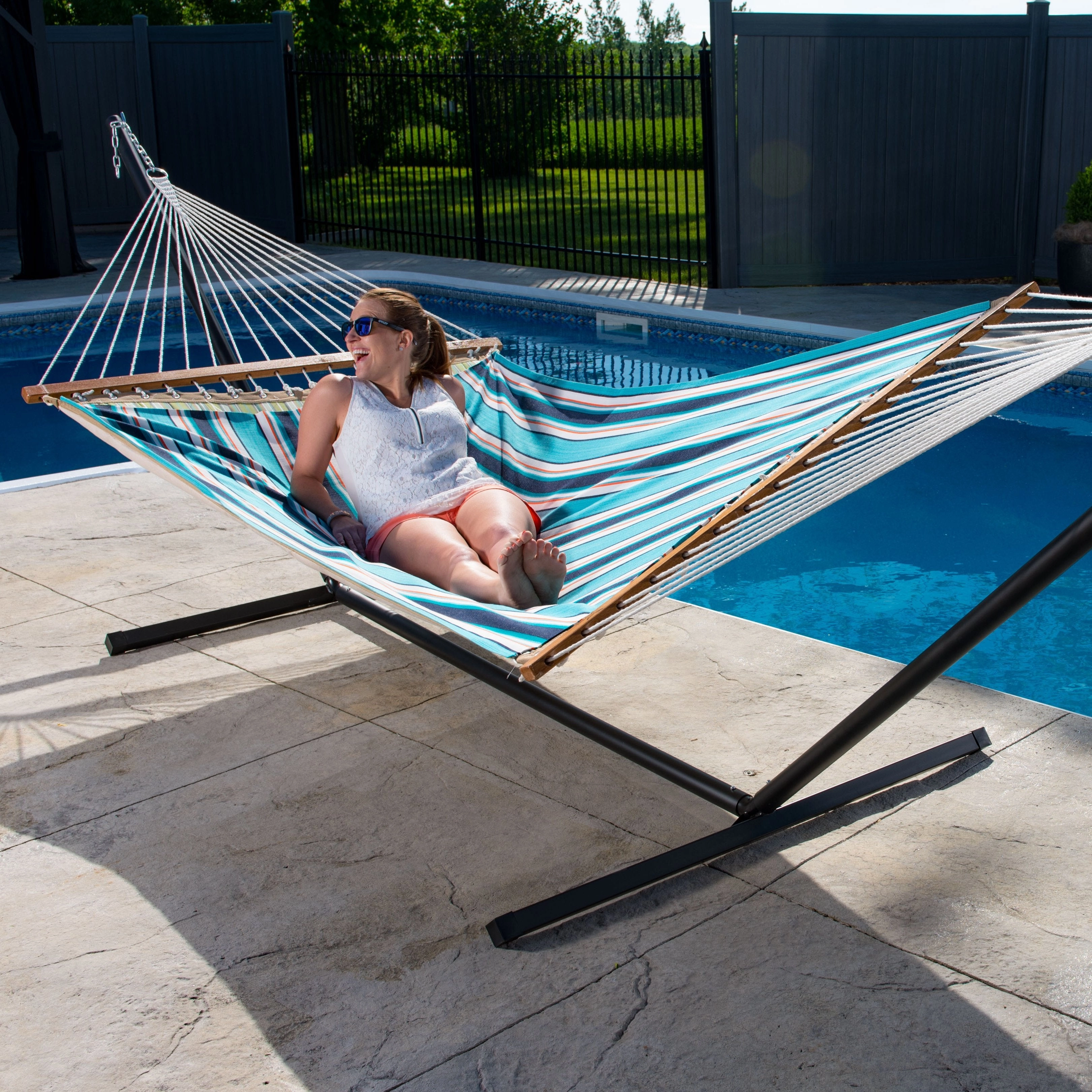 Sunbrella Quilted Spreader Bar Hammock - Token Surfside