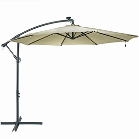 Sunnydaze 10' Solar Cantilever Offset Patio Umbrella with Cross Baseoutdoor patio furniture set