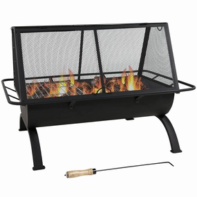Sunnydaze 36" Northland Outdoor Fire Pit with Grill and Spark Screenportable outdoor fire pit with lid