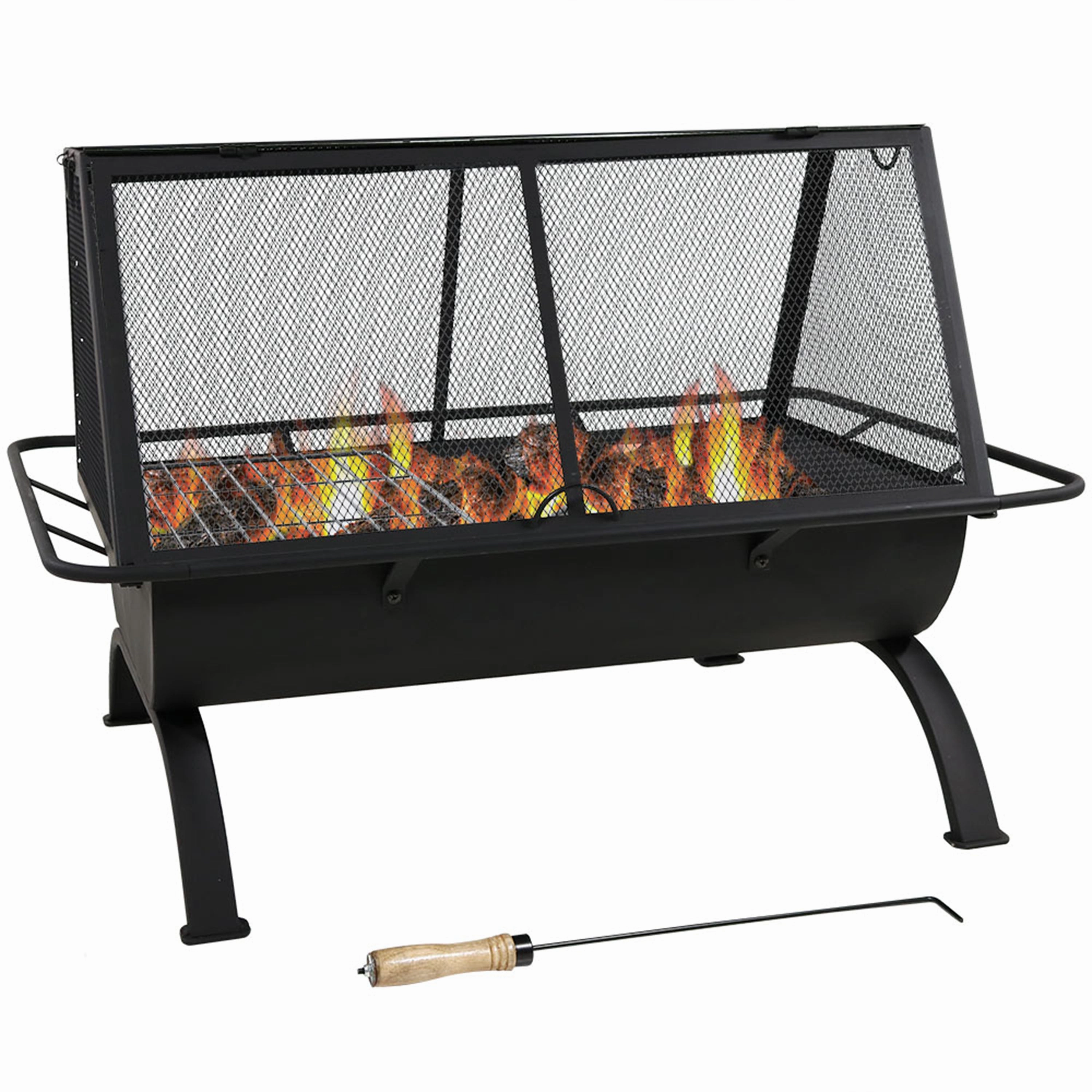 Sunnydaze 36" Northland Outdoor Fire Pit with Grill and Spark Screenportable outdoor fire pit with lid
