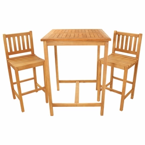 Sunnydaze 3-Piece Wood Patio Bar-Height Table and Chairsoutdoor patio furniture set