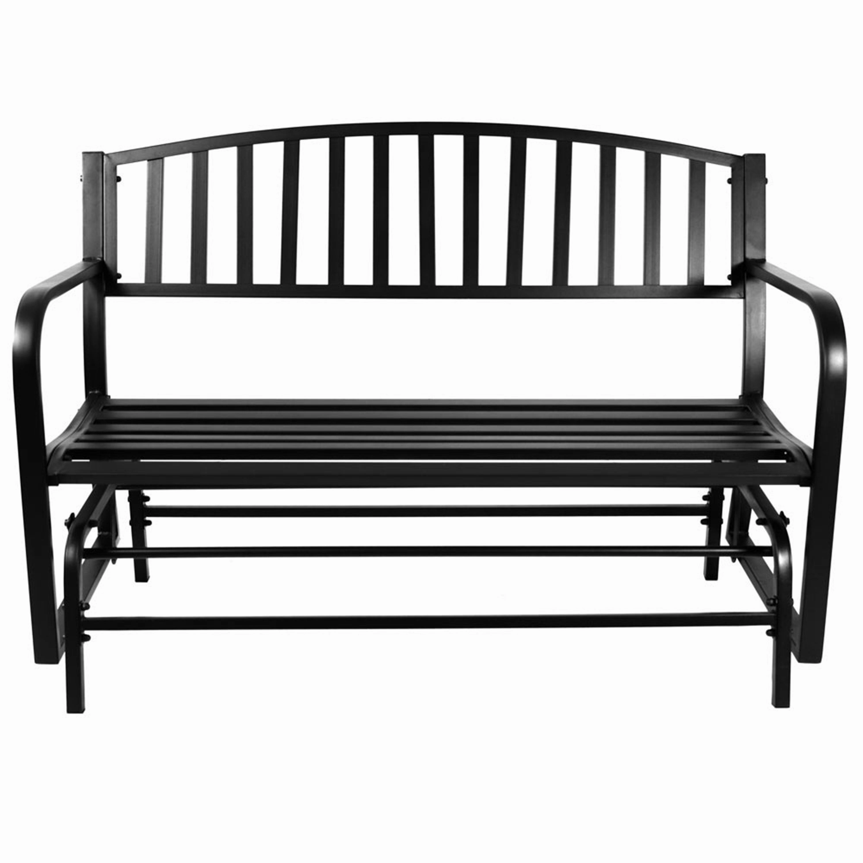 Sunnydaze 50" Black Steel Outdoor Patio Glider Bench