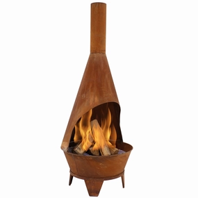 Sunnydaze 6' Wood-Burning Chiminea Fire Pit - Rusticportable outdoor fire pit with lid