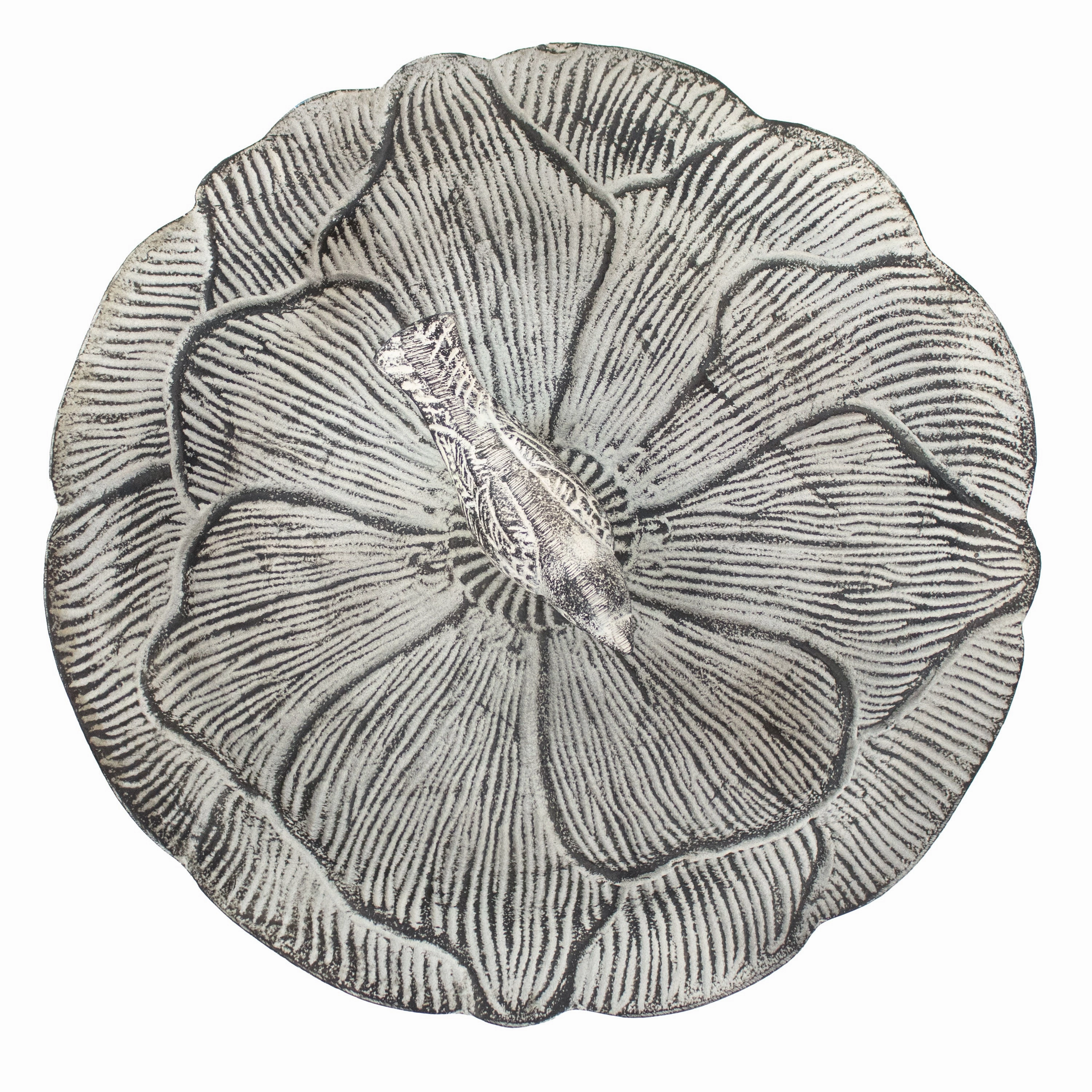 Sunnydaze Bird and Blossom Metal Bird Bath - Antique Gray - 13"