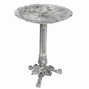Sunnydaze Bird and Blossom Metal Bird Bath - Antique Gray - 13"outdoor garden decorative ornaments
