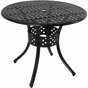 Sunnydaze Black Cast Aluminum Round Dining Table - 33"outdoor patio furniture set