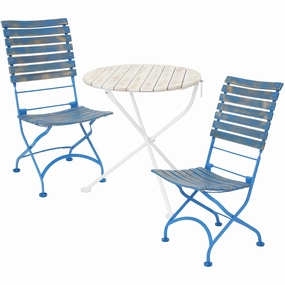 Sunnydaze Caf Couleur 3-Piece Wood Folding Bistro Table and Chair Set - Blueoutdoor patio furniture set