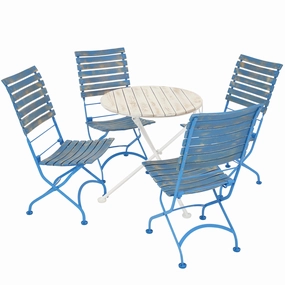 Sunnydaze Cafe Couleur 5-Piece Wood Folding Bistro Table and Chairs Set - Blueoutdoor patio furniture set