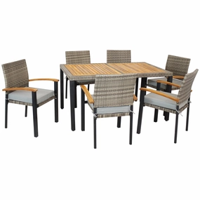 Sunnydaze Carlow 7-Piece Outdoor Dining Patio Set with Cushionsoutdoor patio furniture set