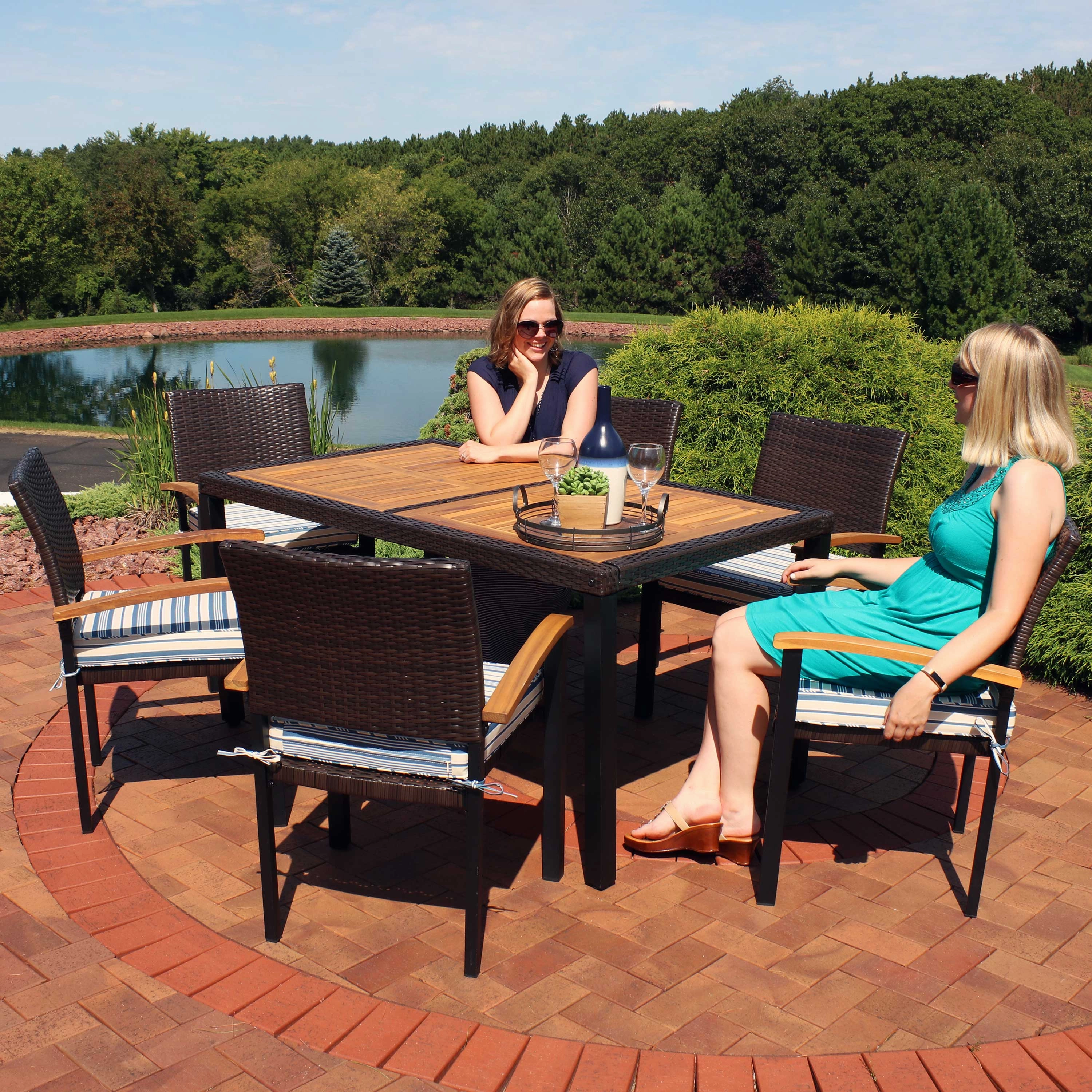 Sunnydaze Carlow 7-Piece Outdoor Dining Patio Set with Cushions