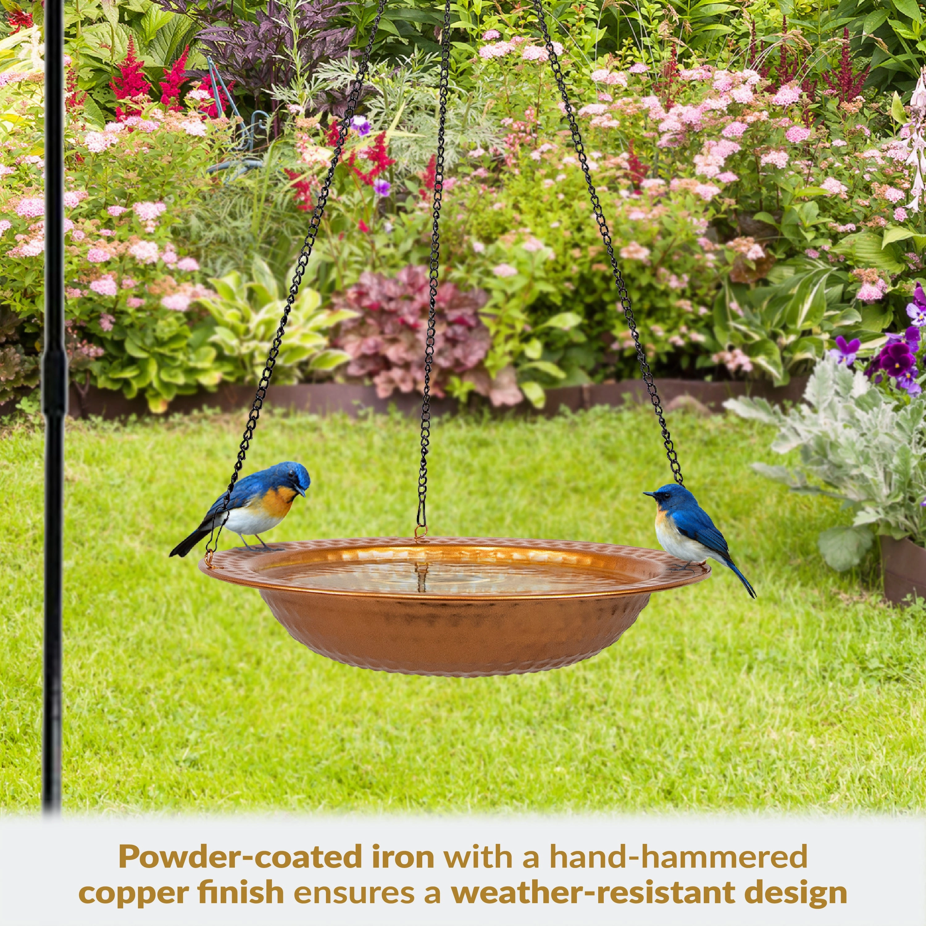 Sunnydaze Copper Bird Bath or Bird Feeder - 12" Diameter