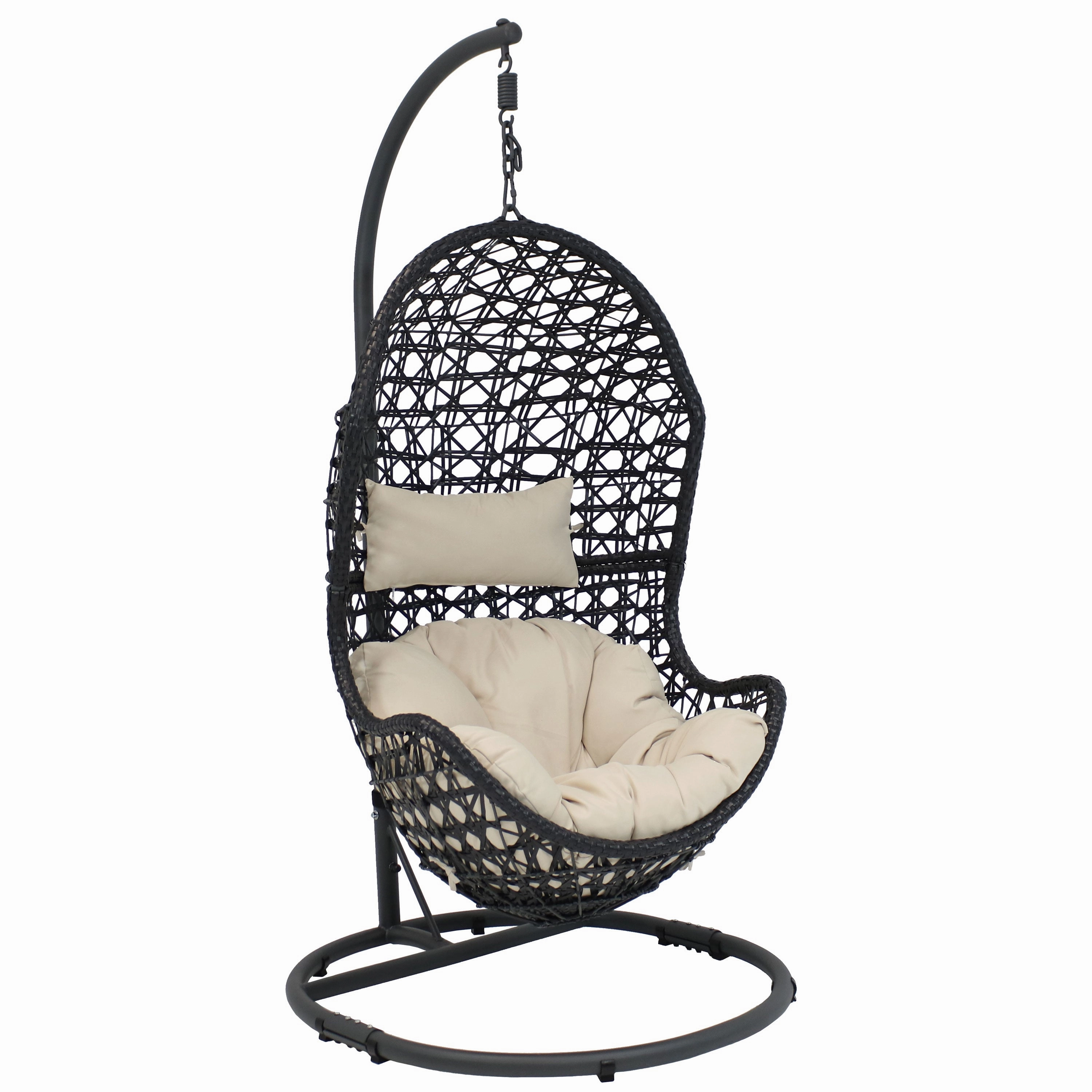Sunnydaze Cordelia Hanging Egg Chair with Steel Stand and Cushionoutdoor patio furniture set