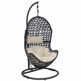 Sunnydaze Cordelia Hanging Egg Chair with Steel Stand and Cushionoutdoor patio furniture set