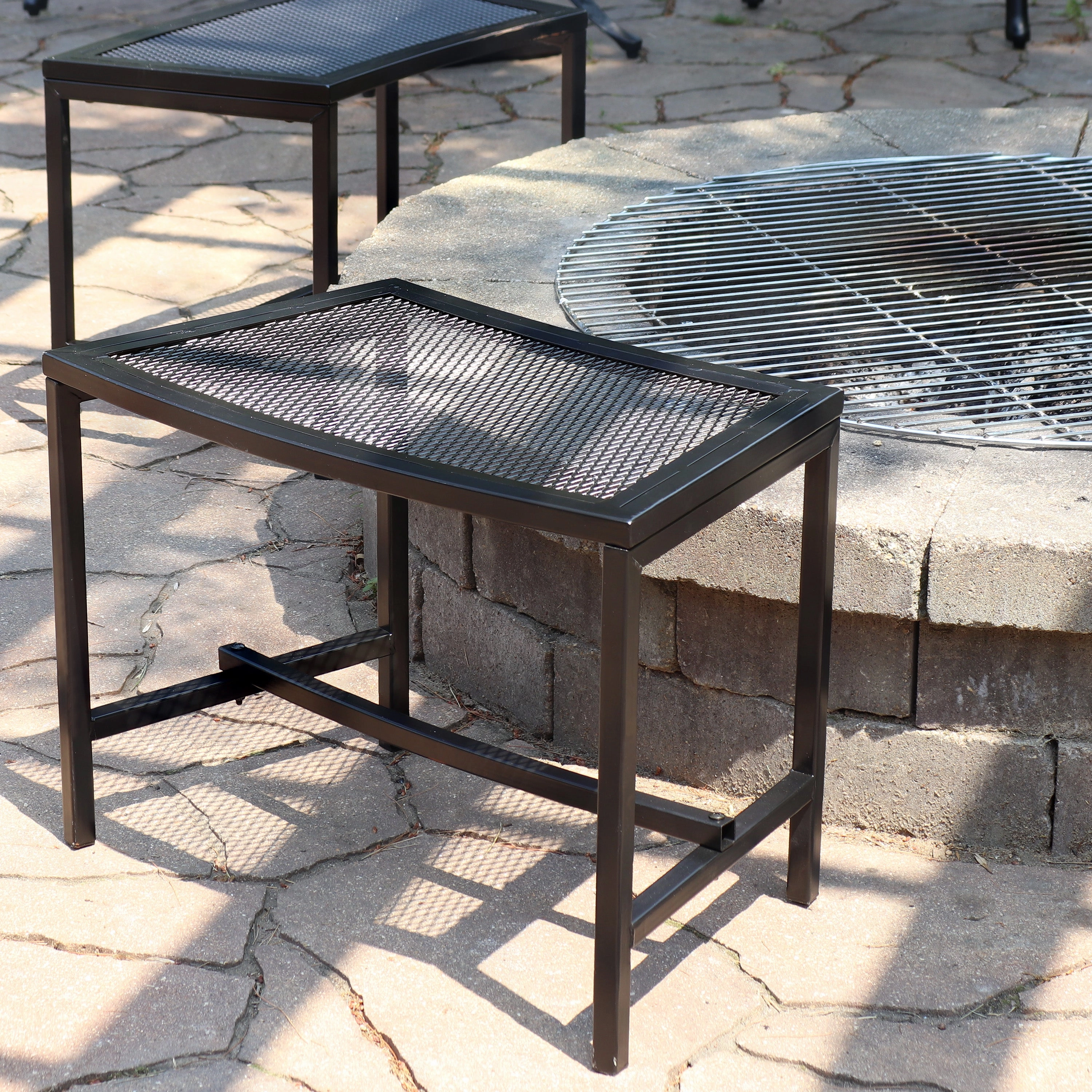 Sunnydaze Curved Outdoor Bench - Mesh Metal Patio Bench
