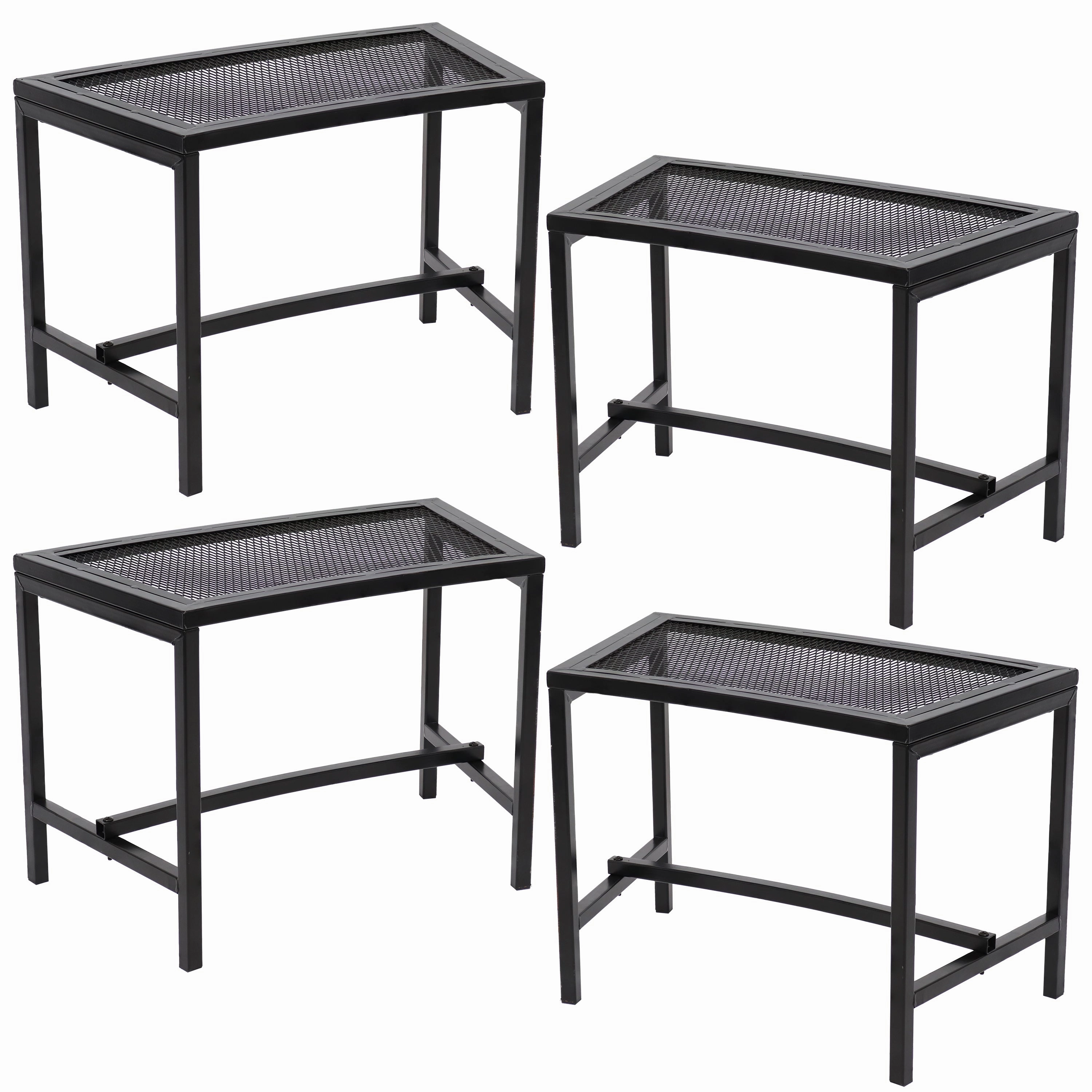Sunnydaze Curved Outdoor Bench - Mesh Metal Patio Bench