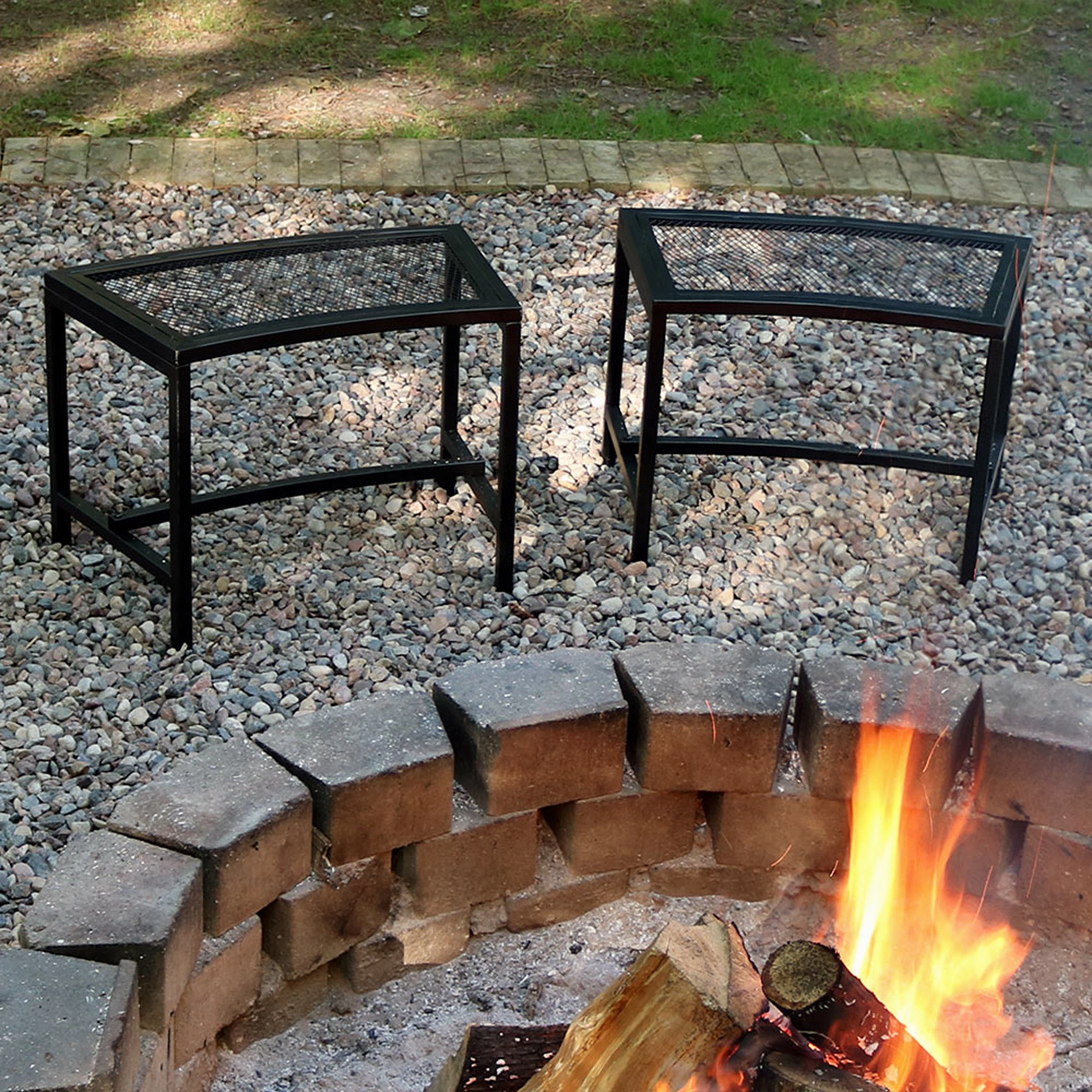 Sunnydaze Curved Outdoor Bench - Mesh Metal Patio Bench