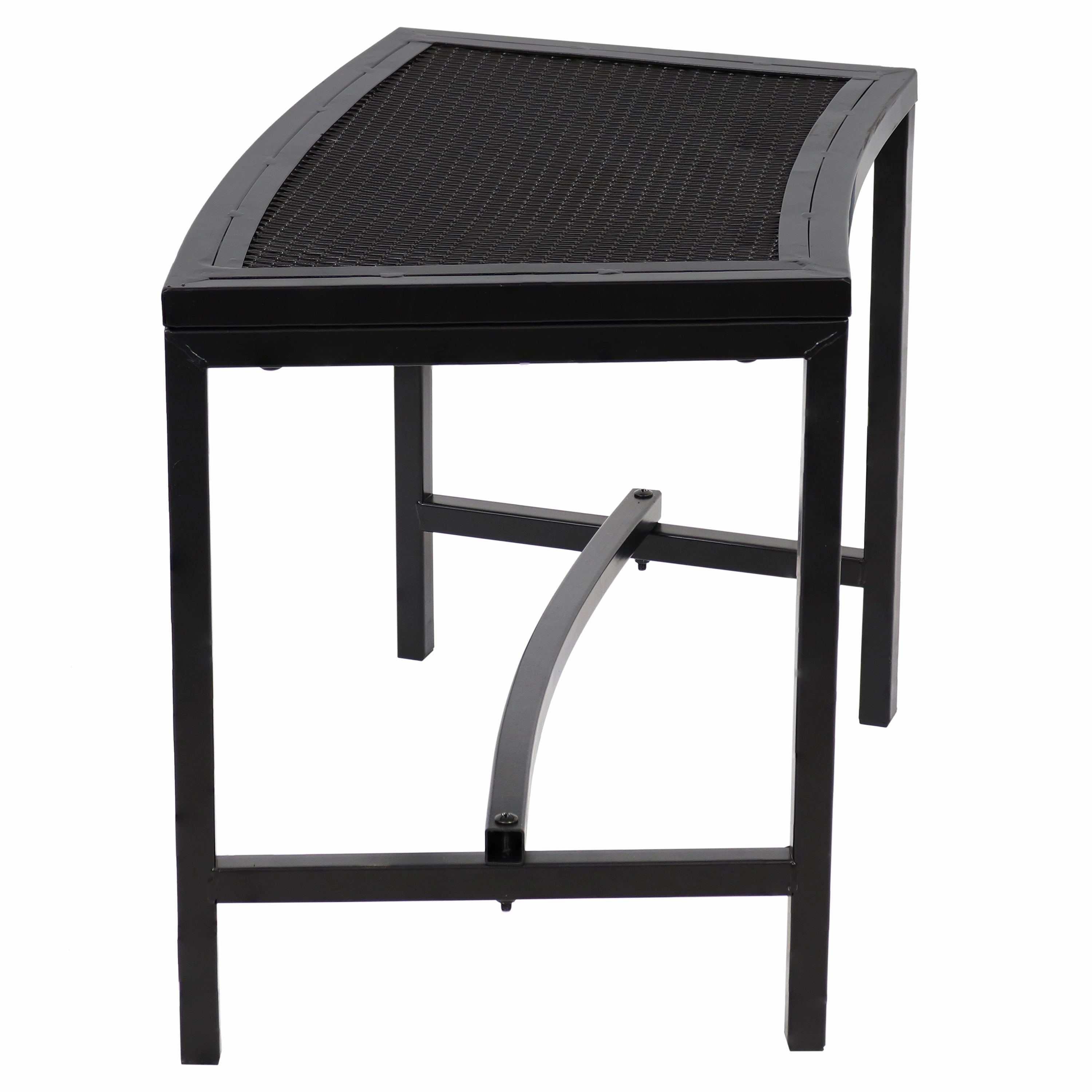 Sunnydaze Curved Outdoor Bench - Mesh Metal Patio Bench