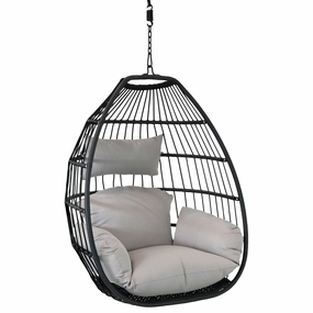 Sunnydaze Delaney Outdoor Hanging Egg Chair with Seat Cushions - 50"outdoor patio furniture set