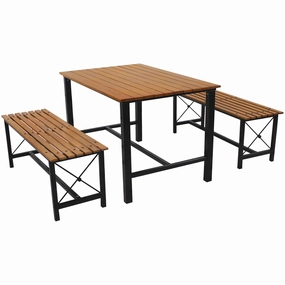 Sunnydaze European Chestnut 3-Piece Patio Dining Setoutdoor patio furniture set