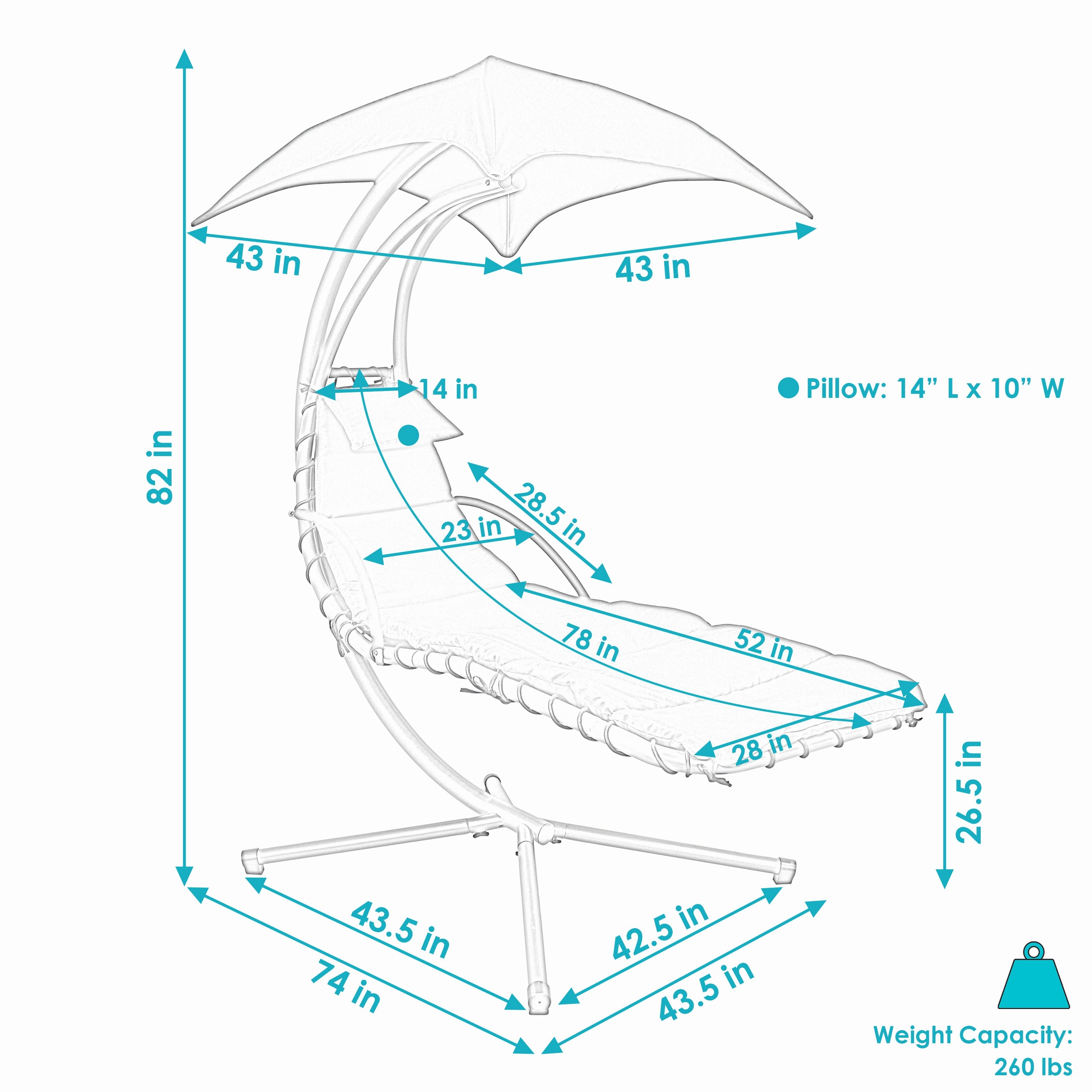Sunnydaze Floating Chaise Lounge Chair with Umbrella