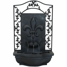 Sunnydaze French Lily Outdoor Wall Fountain with Battery Backupoutdoor garden water fountain