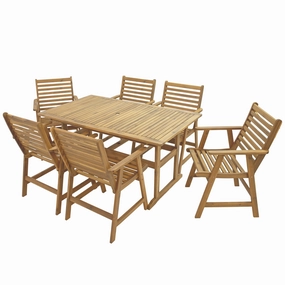 Sunnydaze Hatteras 7-Piece Outdoor Dining Set with Umbrella Hole - Patio Dining Set for 6outdoor patio furniture set
