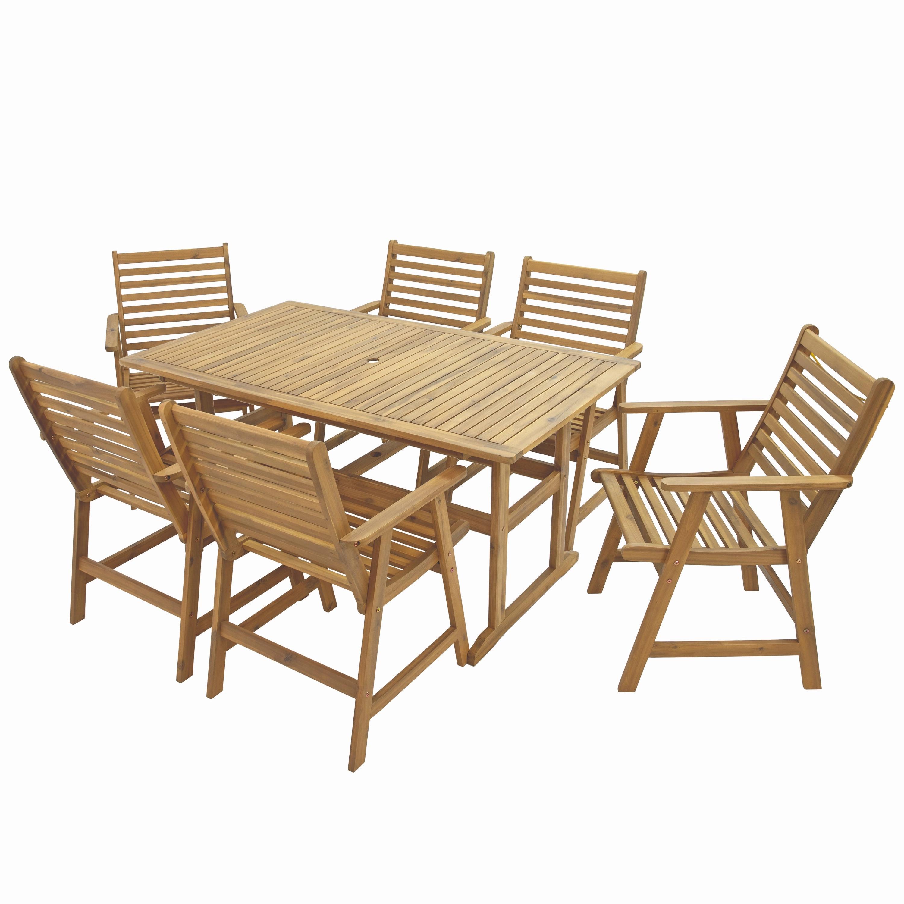 Sunnydaze Hatteras 7-Piece Outdoor Dining Set with Umbrella Hole - Patio Dining Set for 6outdoor patio furniture set