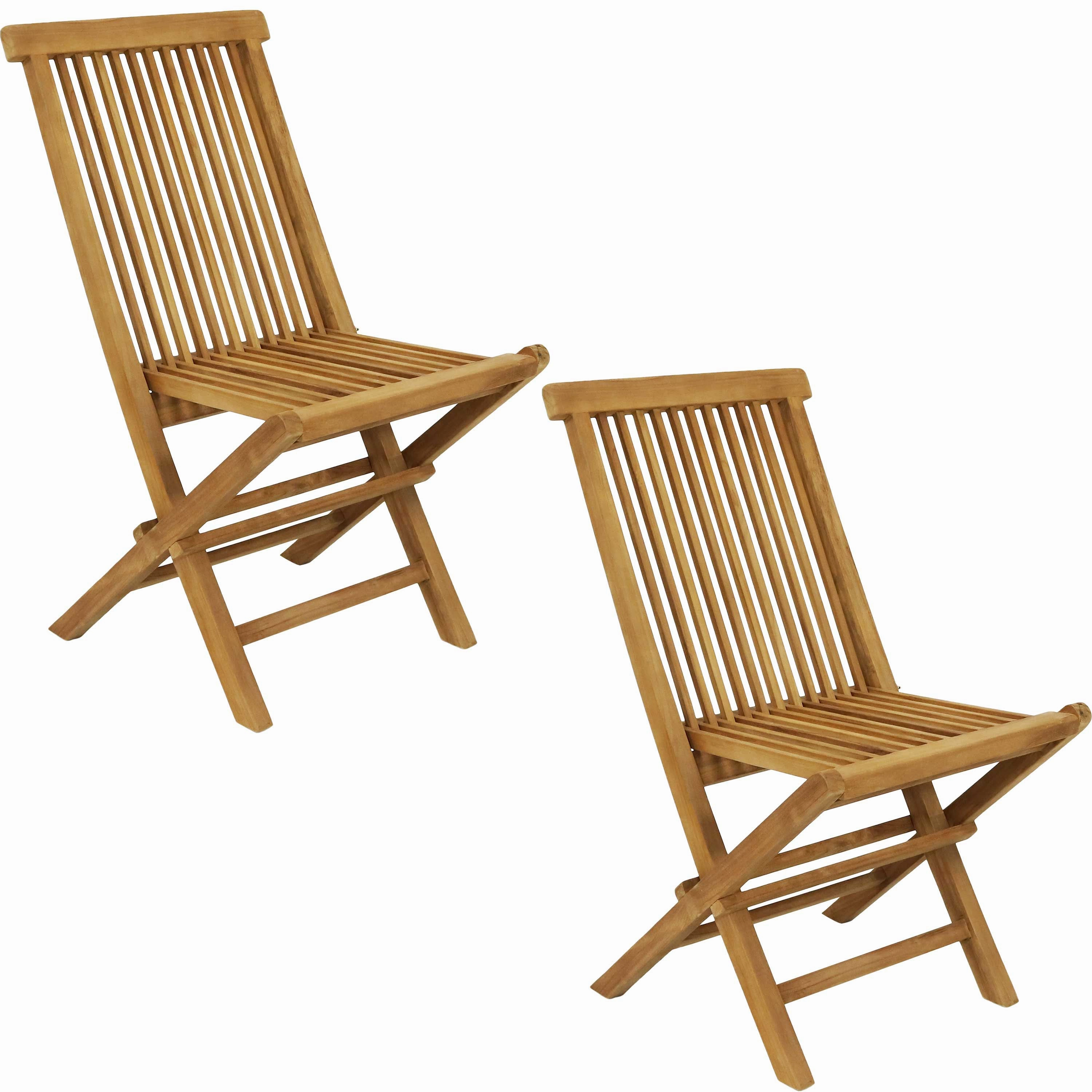 Sunnydaze Hyannis Teak Outdoor Folding Patio Chair with Slat Back