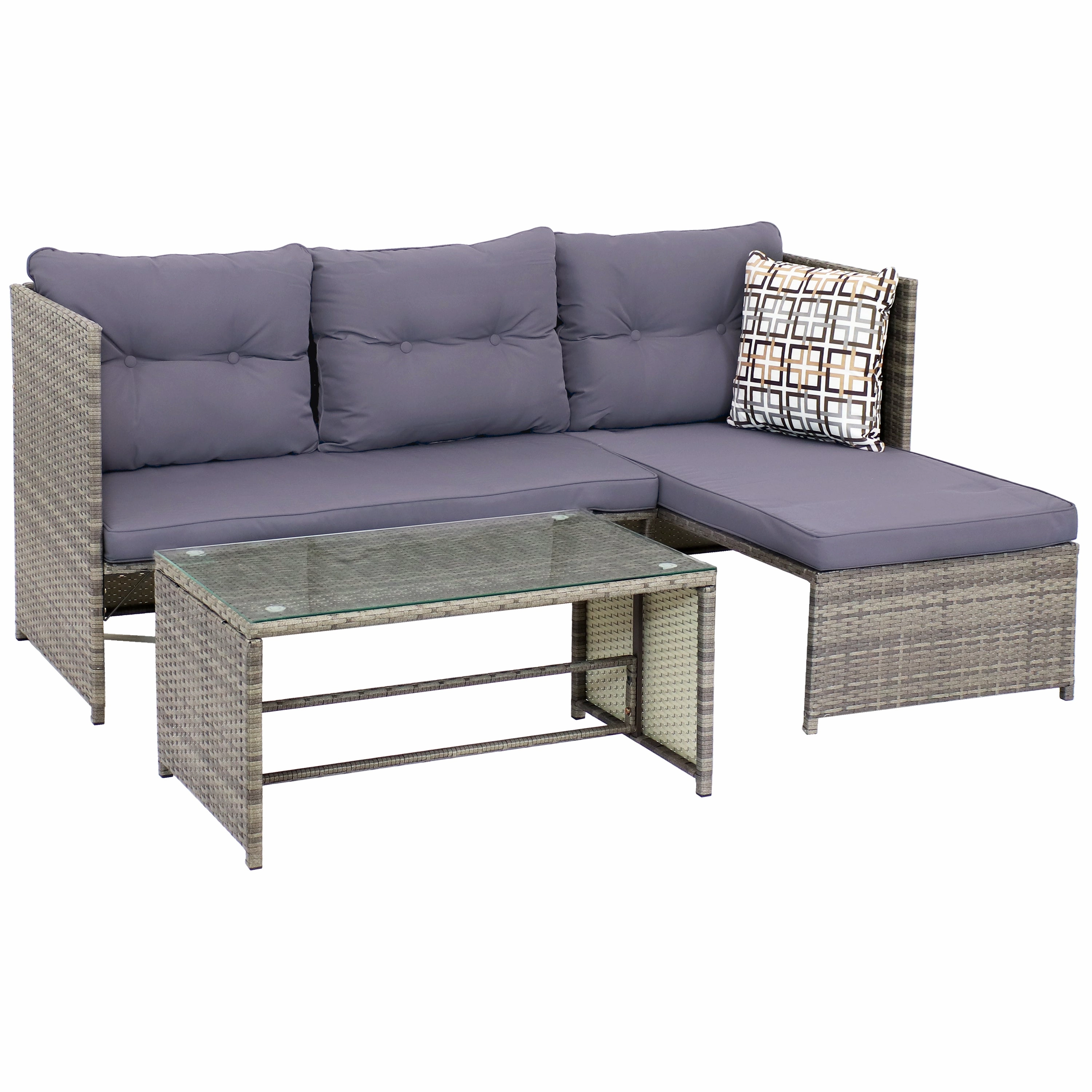 Sunnydaze Longford Outdoor Patio Sectional Sofa Set with Cushionsoutdoor patio furniture set