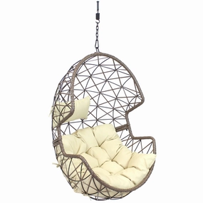 Sunnydaze Lorelei Resin Wicker Hanging Egg Chair with Cushionoutdoor patio furniture set