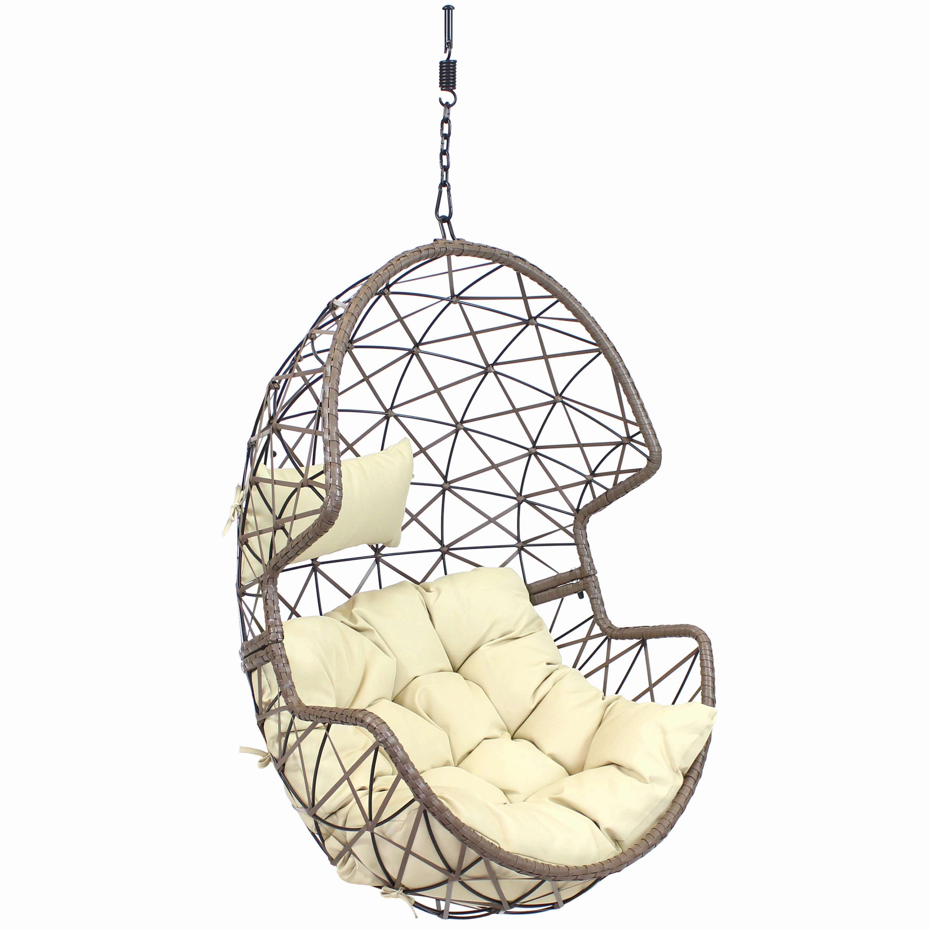 Sunnydaze Lorelei Resin Wicker Hanging Egg Chair with Cushionoutdoor patio furniture set