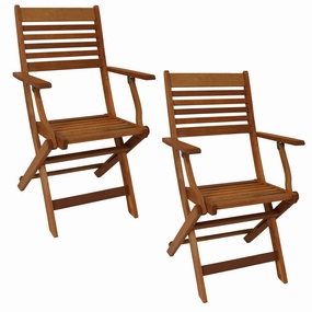 Sunnydaze Meranti Wood Outdoor Folding Patio Armchairs - Set of 2outdoor patio furniture set