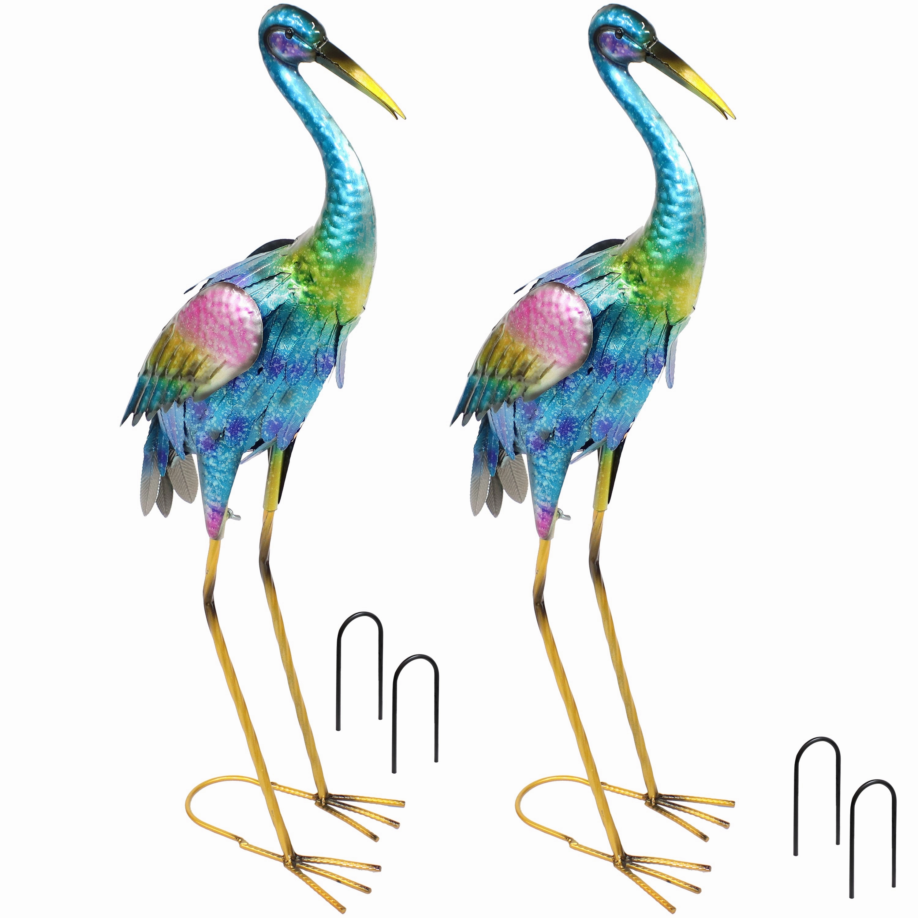 Sunnydaze Metal Crane Garden Statue - 29"outdoor garden decorative ornaments