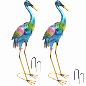 Sunnydaze Metal Crane Garden Statue - 29"outdoor garden decorative ornaments