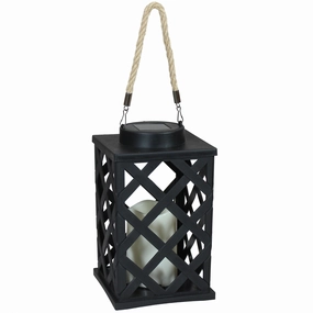 Sunnydaze Modern Crosshatch Outdoor Solar Decorative Candle Lanternoutdoor garden decorative ornaments