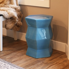 Sunnydaze Moderno Geometric Ceramic Garden Stool Side Table - 17.25"outdoor patio furniture set
