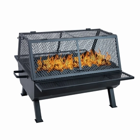 Sunnydaze Outdoor Fire Pit with Grill and Spark Screen -36" Hportable outdoor fire pit with lid